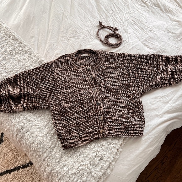 Misha & Puff Adult Fisherman Cardigan in Bark Space Dye * WITH matching belt - Picture 5 of 8